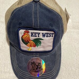 Life in Paradise Beige Mesh Hat Key West chicken snap back hat NWT